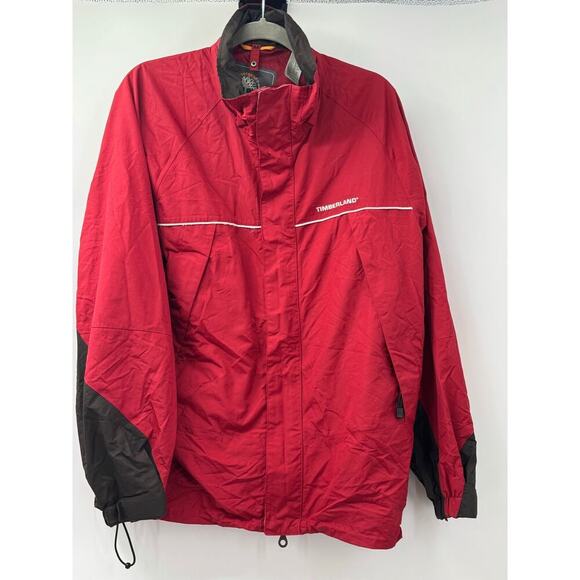 Vintage Timberland Weathergear Jacket Mens Medium Red Full Zip Streetwear Y2K - Picture 1 of 10